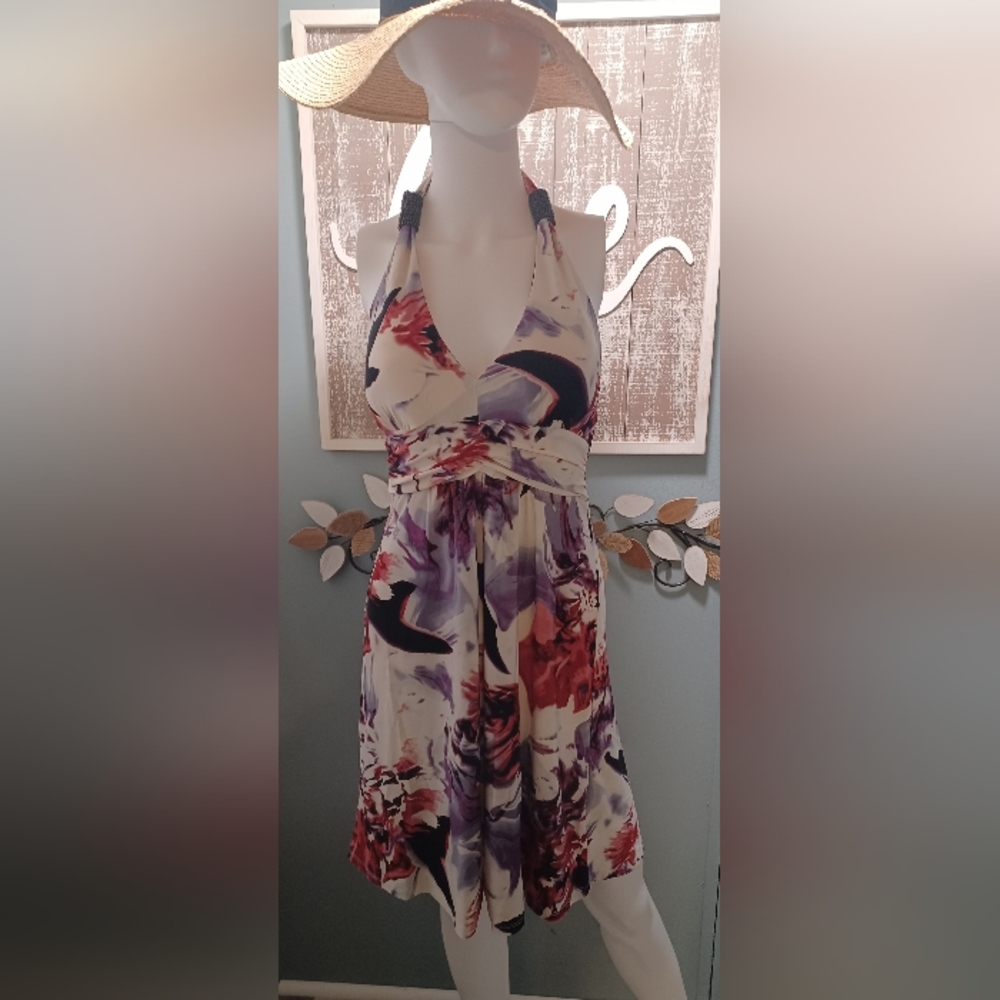 Cristinalove Floral Halter Neck Dress